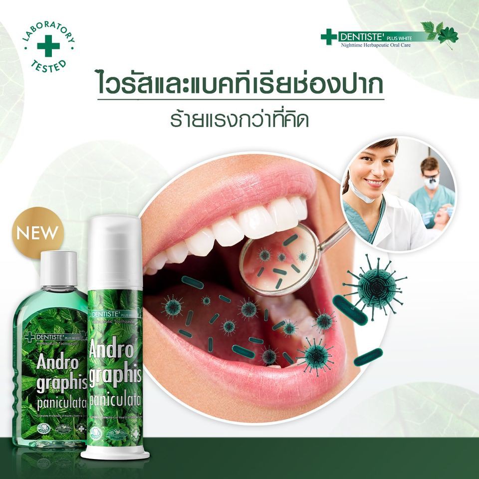 Dentiste'TH, Andrographis Paniculata Toothpaste,ยาสีฟันฟ้าทลายโจร,ยาสีฟัน,เดนทิสเต้ ,Dentiste Andrographis Paniculata Plus Oral Rinse ,น้ำยาป่วนปาก,dentiste Mouth Spray Andrographis Panlculata,สเปร์ระงับกลิ่ปาก,