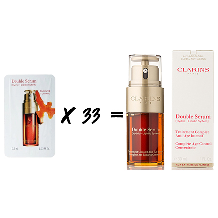 แพ็ค 33 ชิ้น!! Double Serum Traitement Complet Anti-age Intensif 0.9ml เซรั่มบำรุงผิว สูตรน้ำและน้ำมัน การผสมผสานที่สมบูรณ์แบบที่สุดระหว่างธรรมชาติ และวิทยาการอันทันสมัย ต่อต้านความร่วงโรย